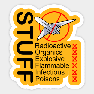 No Fly List - Forbidden Stuff In Airplane Sticker